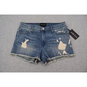 Black Orchid Liquify Stretch Denim Shorts Women's 26 Blue Raw Hem NWT